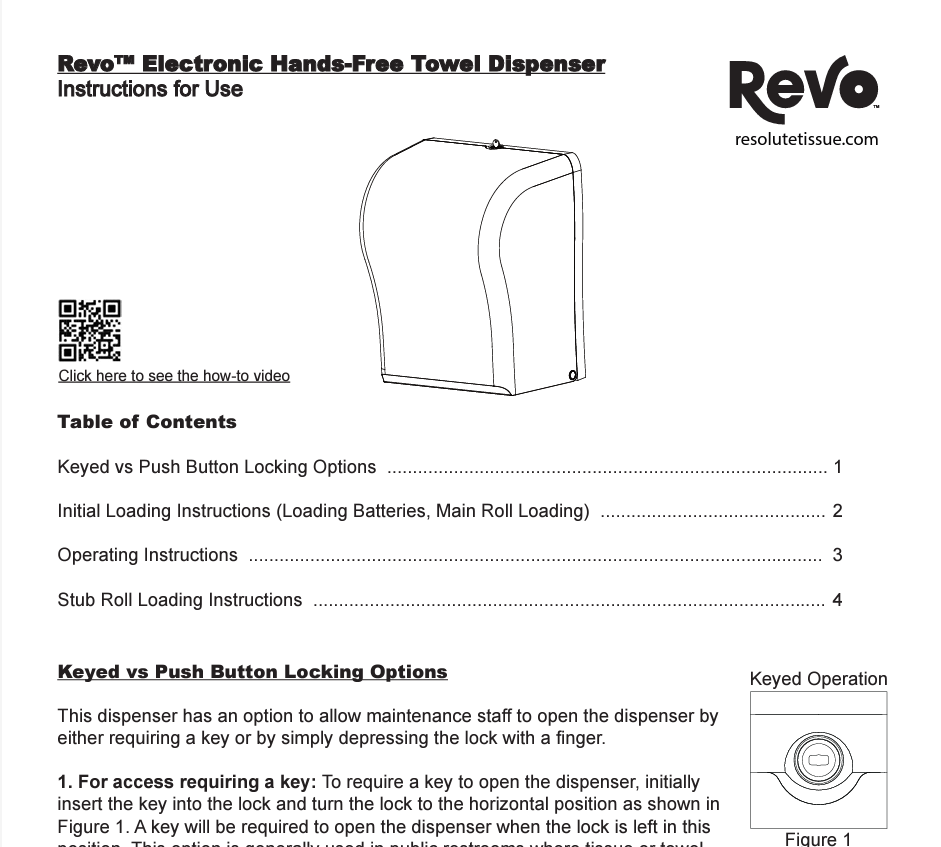 Revo<sup>®</sup> Electronic Towel Dispenser Instructions
