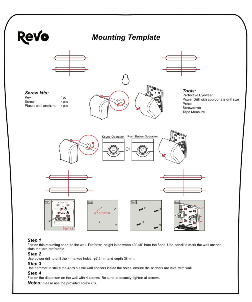 Revo<sup>®</sup> Electronic Dispenser Mounting Instructions